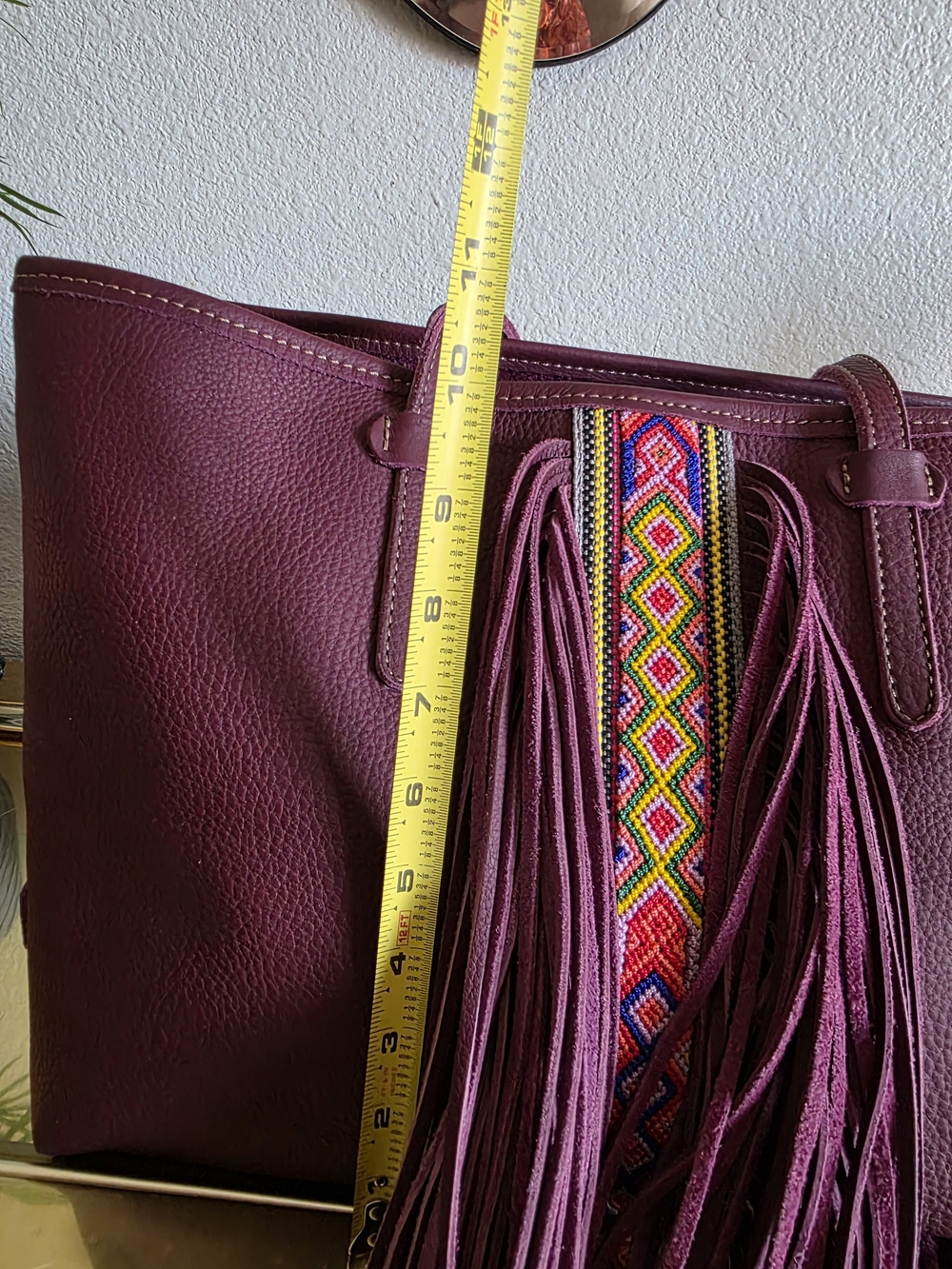 Consuela Plum Breezy Fringe Tote with Multicolor Accent - Picture 9 of 12